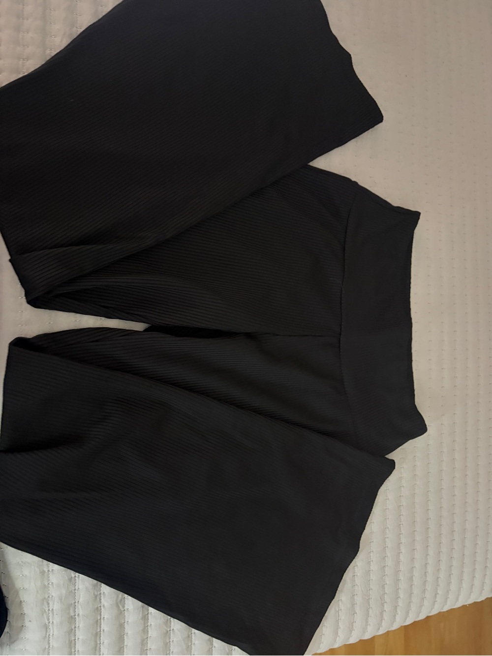 Black Ribbed Wide-Leg Pants